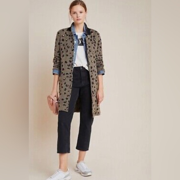 Anthropologie Aldo Martins Isabella Leopard Sweater Coat Medium - Picture 2 of 7